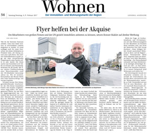 Zeitungsartikel, General-Anzeiger Bonn, Flyer helfen bei der Akquise, Dirk Kleine Immobilien